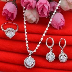 New 5Pc Sterling Silver Jewelry Set